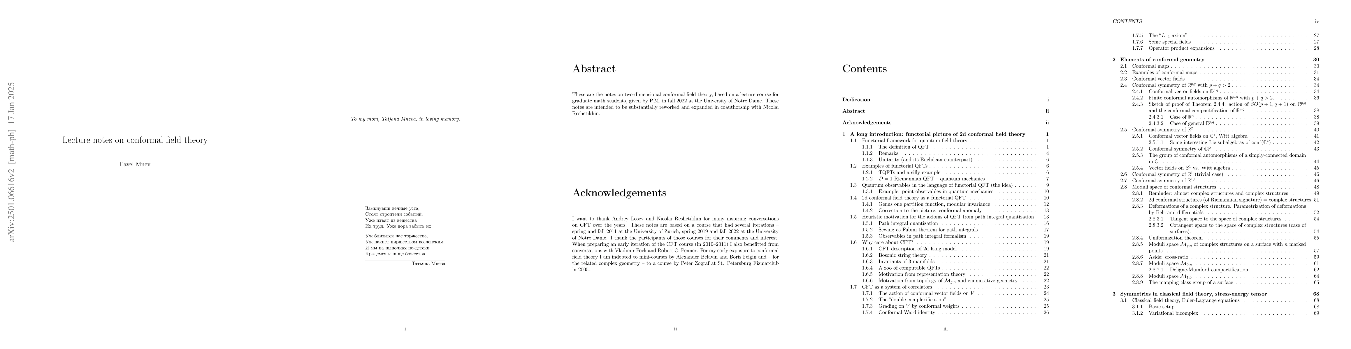 Thumbnail for Lecture notes on conformal field theory