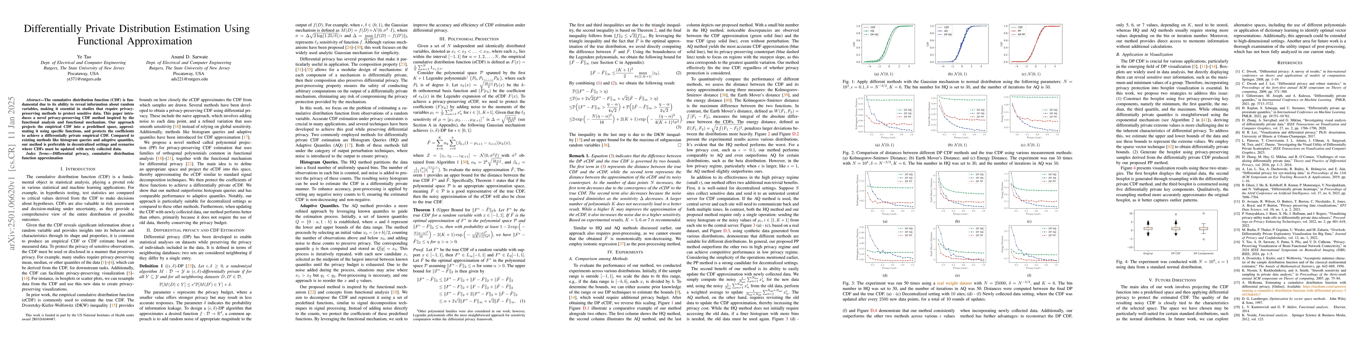 Thumbnail for Differentially Private Distribution Estimation Using Functional
  Approximation