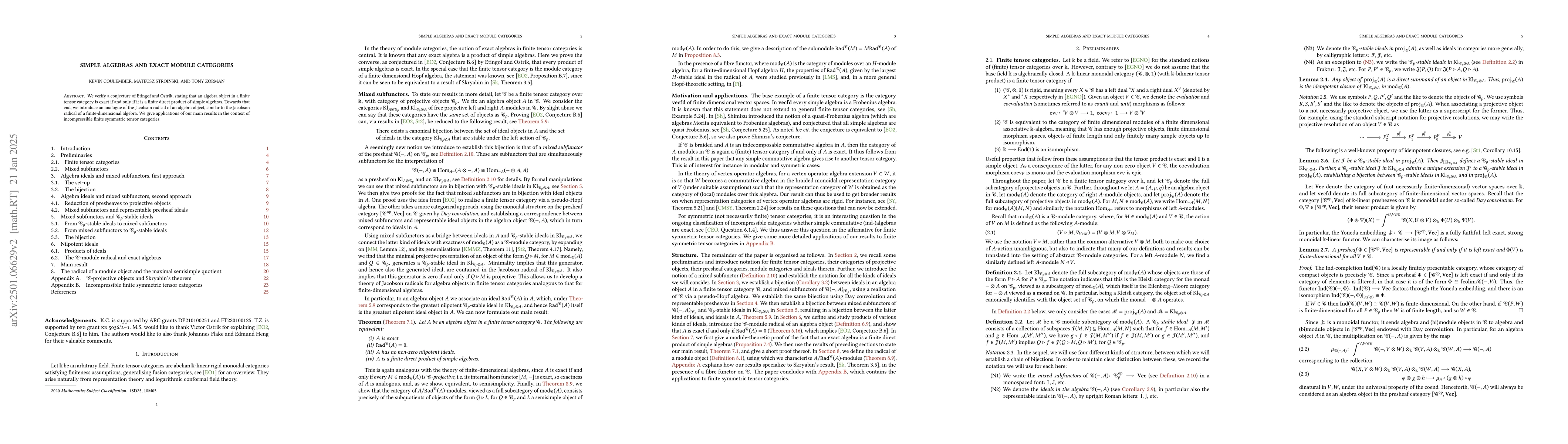 Thumbnail for Simple algebras and exact module categories