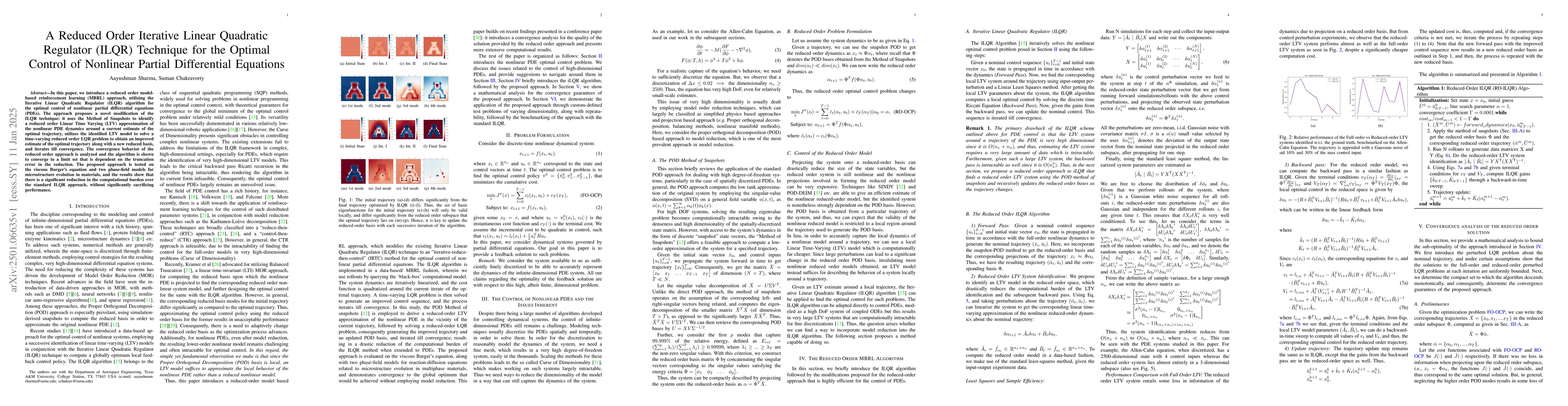 Thumbnail for A Reduced Order Iterative Linear Quadratic Regulator (ILQR) Technique
  for the Optimal Control of Nonlinear Partial Differential Equations