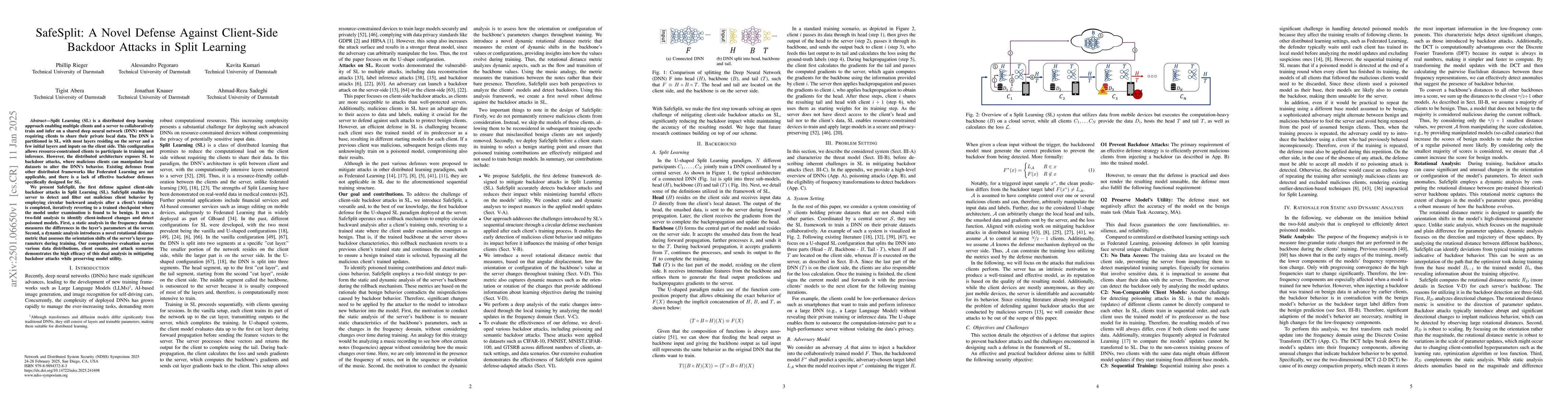 Thumbnail for SafeSplit: A Novel Defense Against Client-Side Backdoor Attacks in Split
  Learning