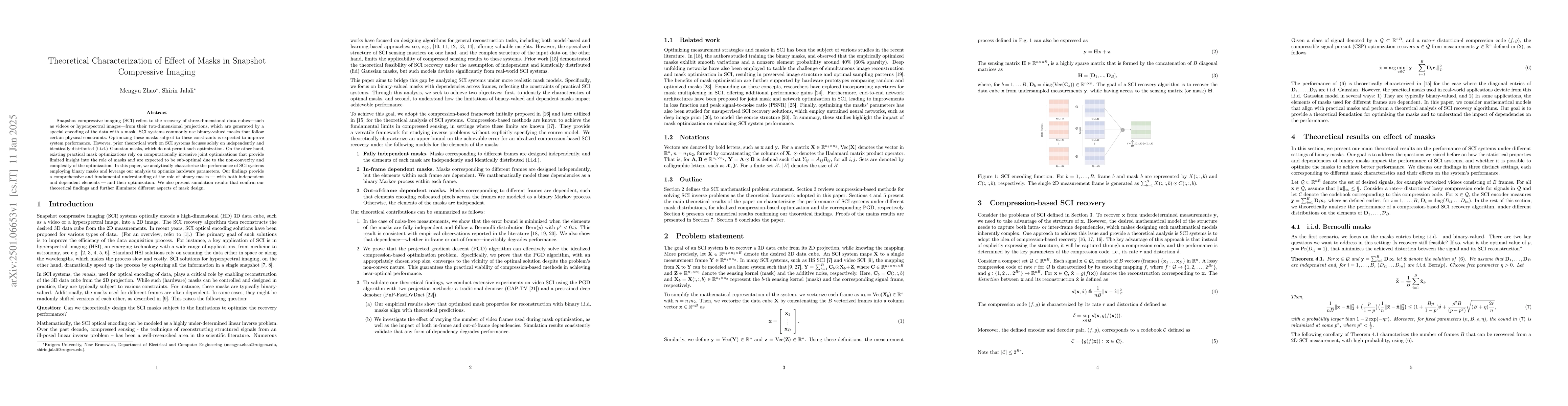 Thumbnail for Theoretical Characterization of Effect of Masks in Snapshot Compressive
  Imaging