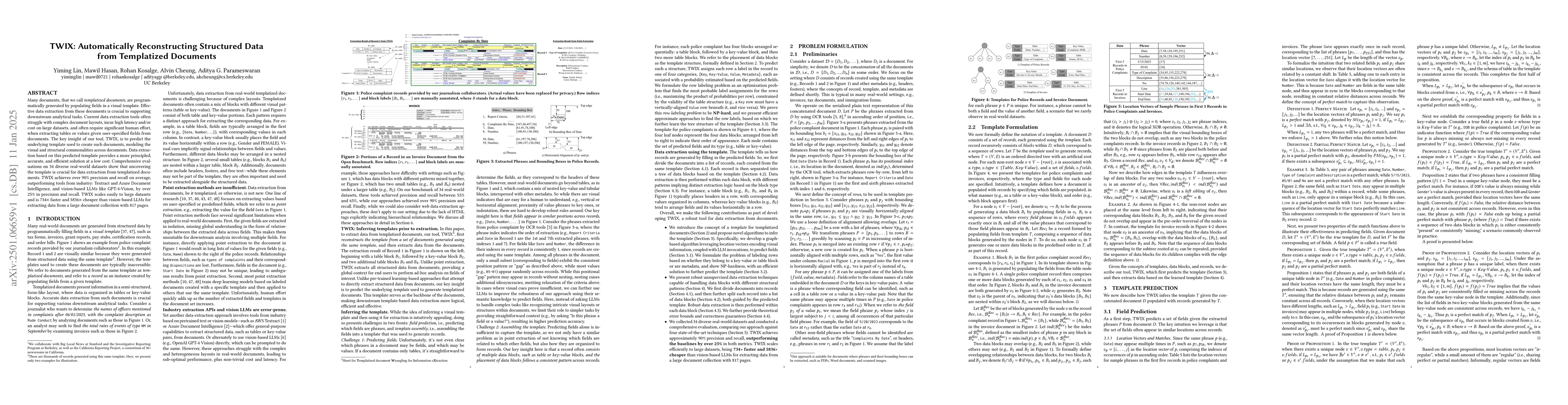 Thumbnail for TWIX: Automatically Reconstructing Structured Data from Templatized
  Documents