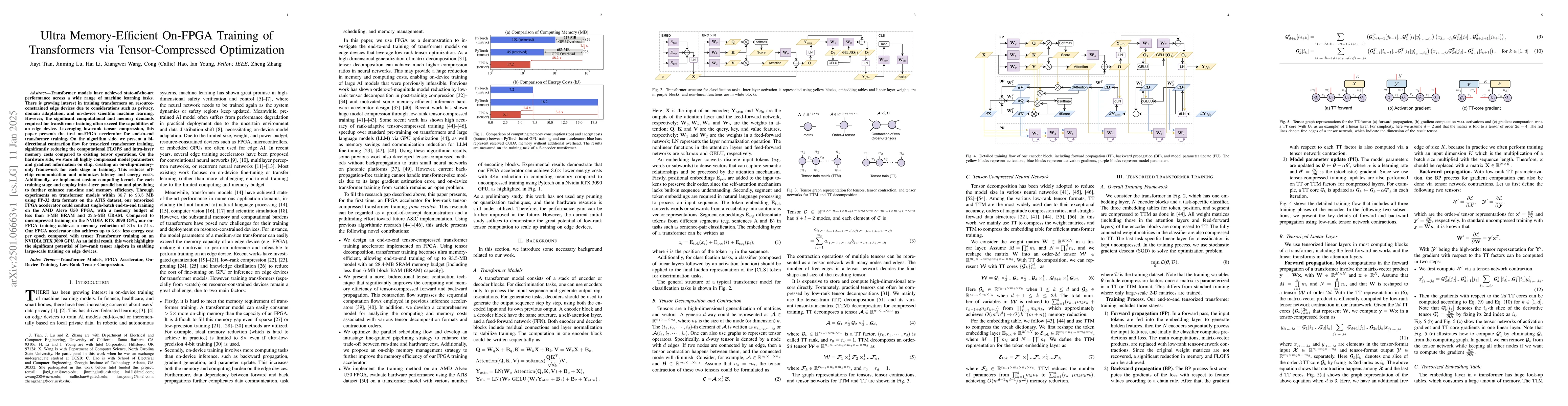 Thumbnail for Ultra Memory-Efficient On-FPGA Training of Transformers via
  Tensor-Compressed Optimization