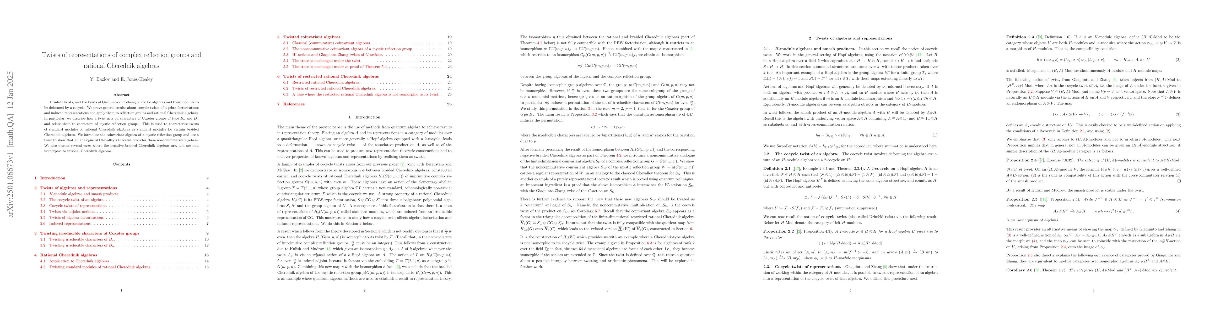 Thumbnail for Twists of representations of complex reflection groups and rational
  Cherednik algebras