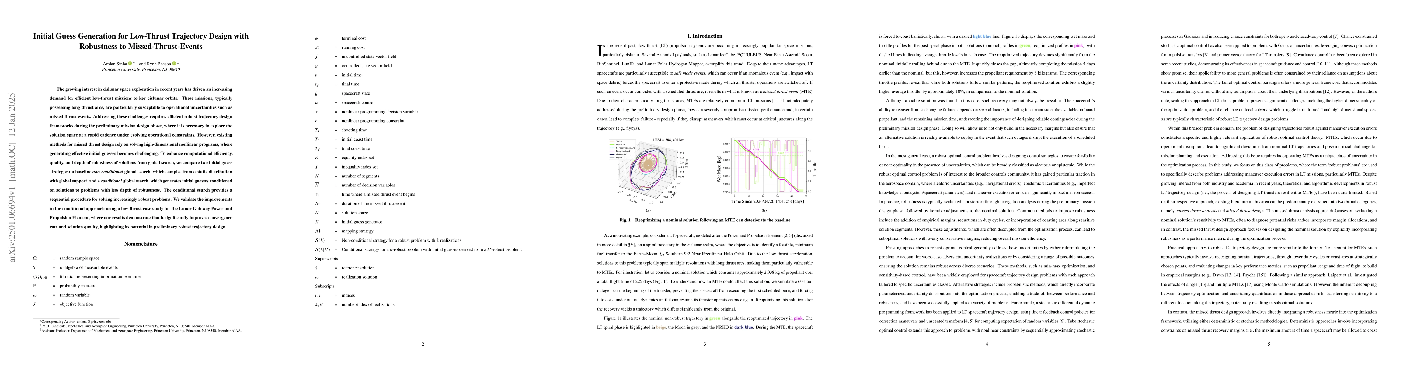 Thumbnail for Initial Guess Generation for Low-Thrust Trajectory Design with
  Robustness to Missed-Thrust-Events