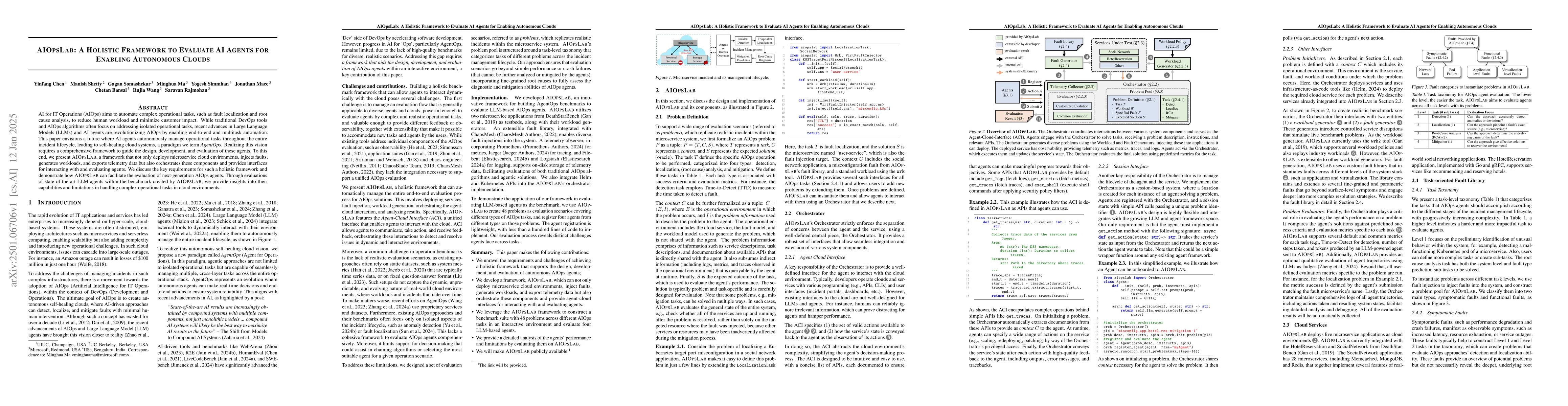 Thumbnail for AIOpsLab: A Holistic Framework to Evaluate AI Agents for Enabling
  Autonomous Clouds