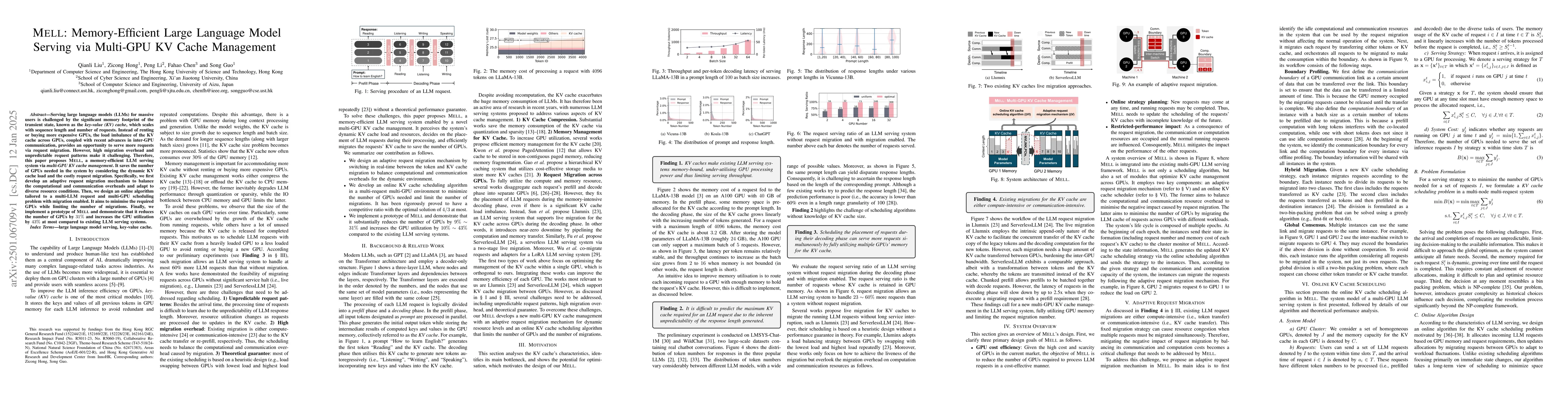 Thumbnail for Mell: Memory-Efficient Large Language Model Serving via Multi-GPU KV
  Cache Management