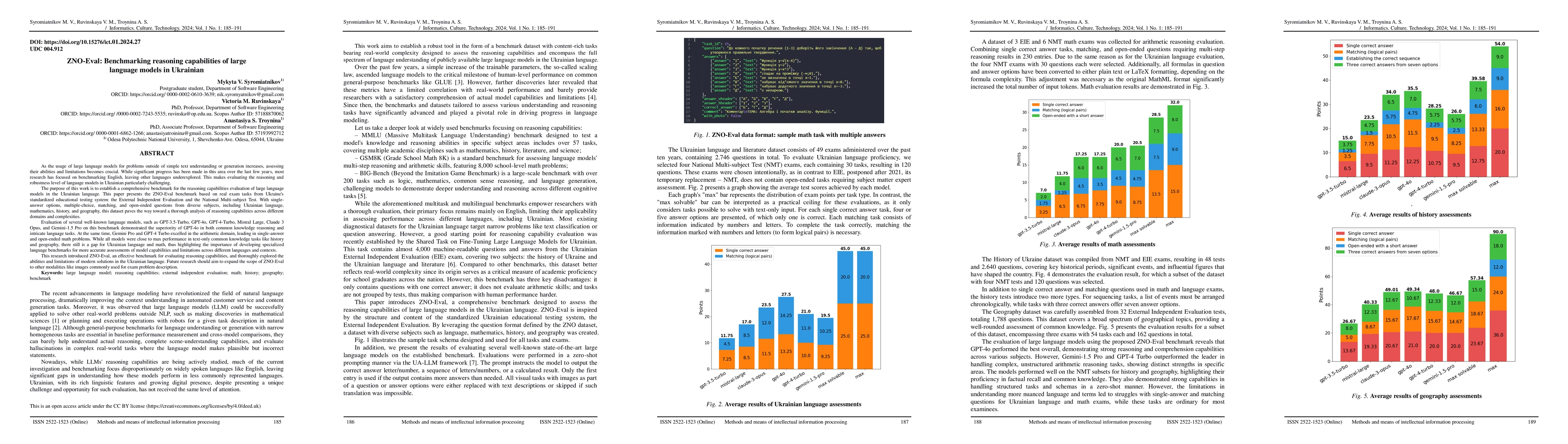 Thumbnail for ZNO-Eval: Benchmarking reasoning capabilities of large language models
  in Ukrainian