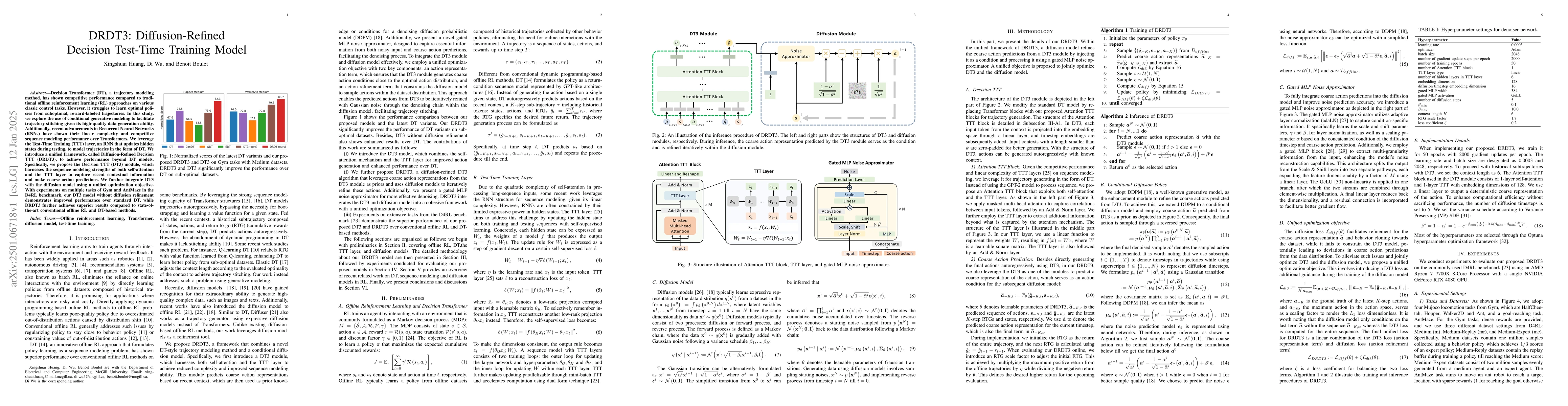 Thumbnail for DRDT3: Diffusion-Refined Decision Test-Time Training Model