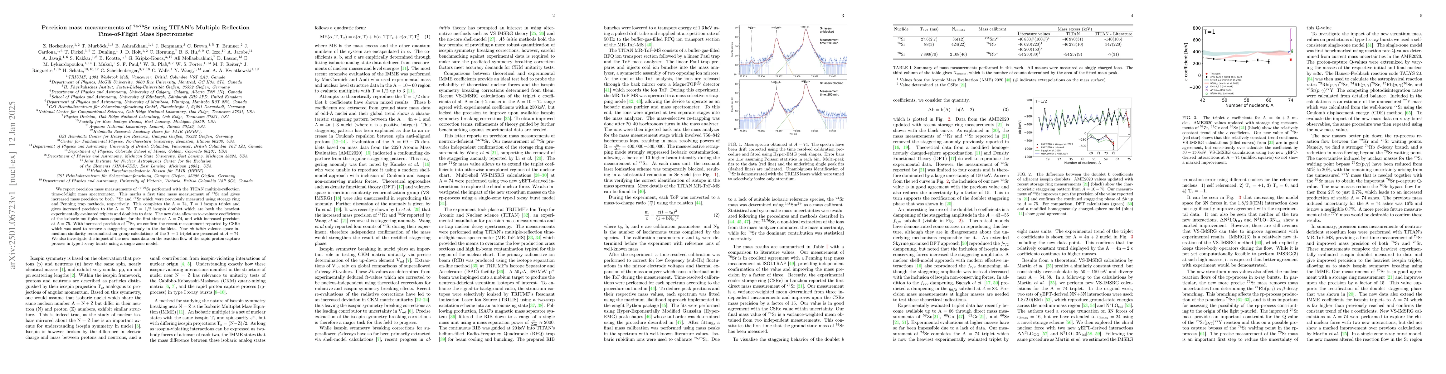 Thumbnail for Precision mass measurements of $^{74-76}$Sr using TITAN's
  Multiple-Reflection Time-of-Flight Mass Spectrometer