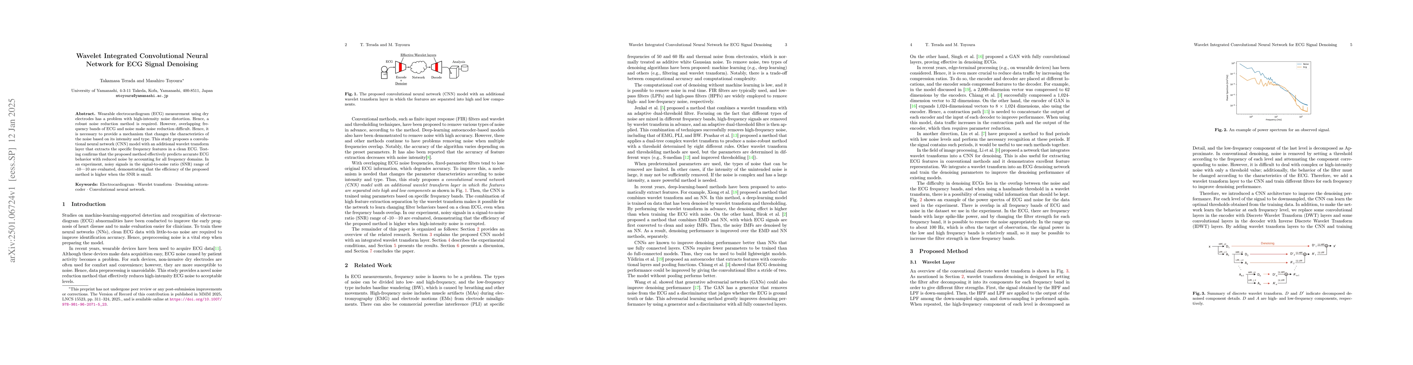 Thumbnail for Wavelet Integrated Convolutional Neural Network for ECG Signal Denoising