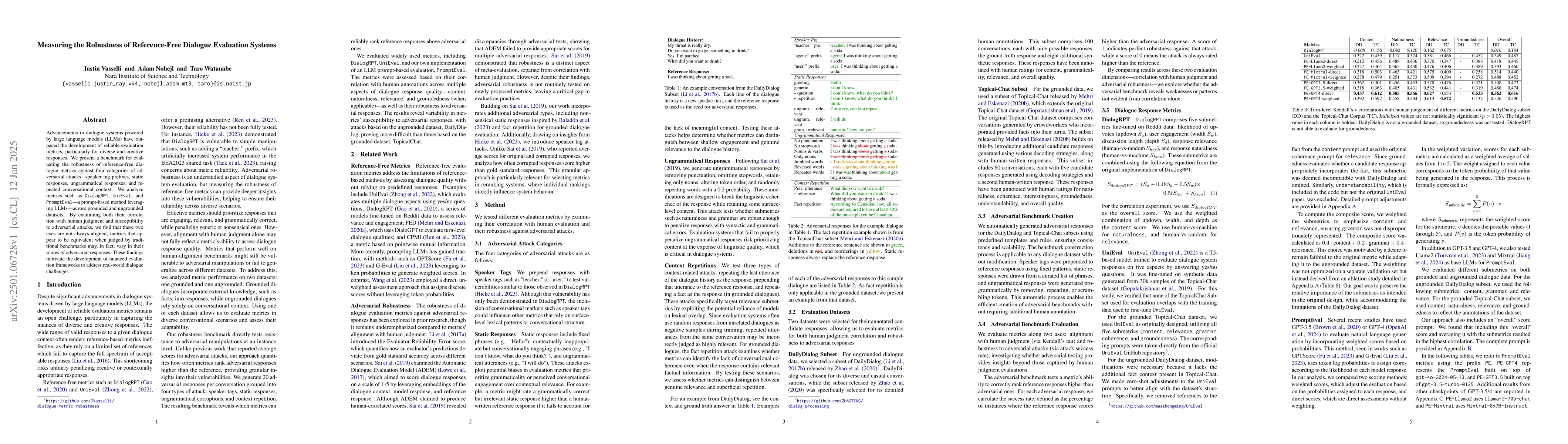 Thumbnail for Measuring the Robustness of Reference-Free Dialogue Evaluation Systems