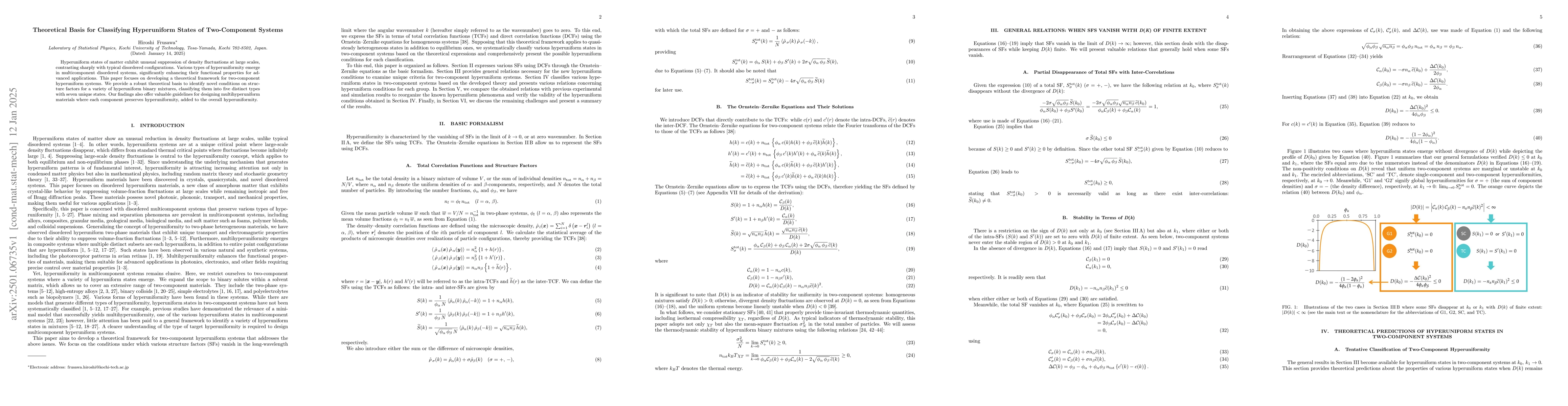 Thumbnail for Theoretical Basis for Classifying Hyperuniform States of Two-Component
  Systems