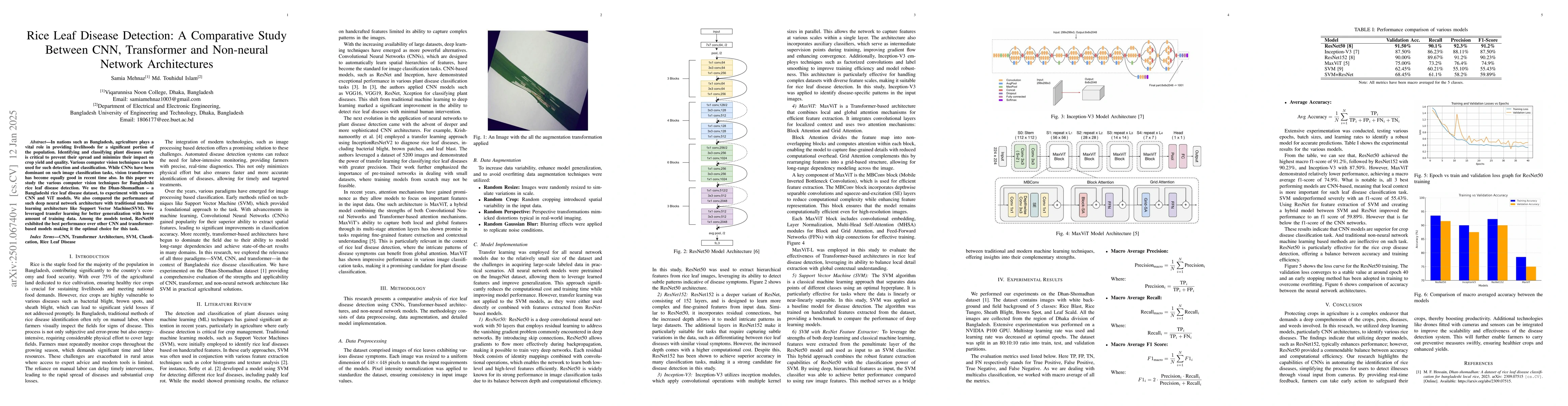 Thumbnail for Rice Leaf Disease Detection: A Comparative Study Between CNN,
  Transformer and Non-neural Network Architectures