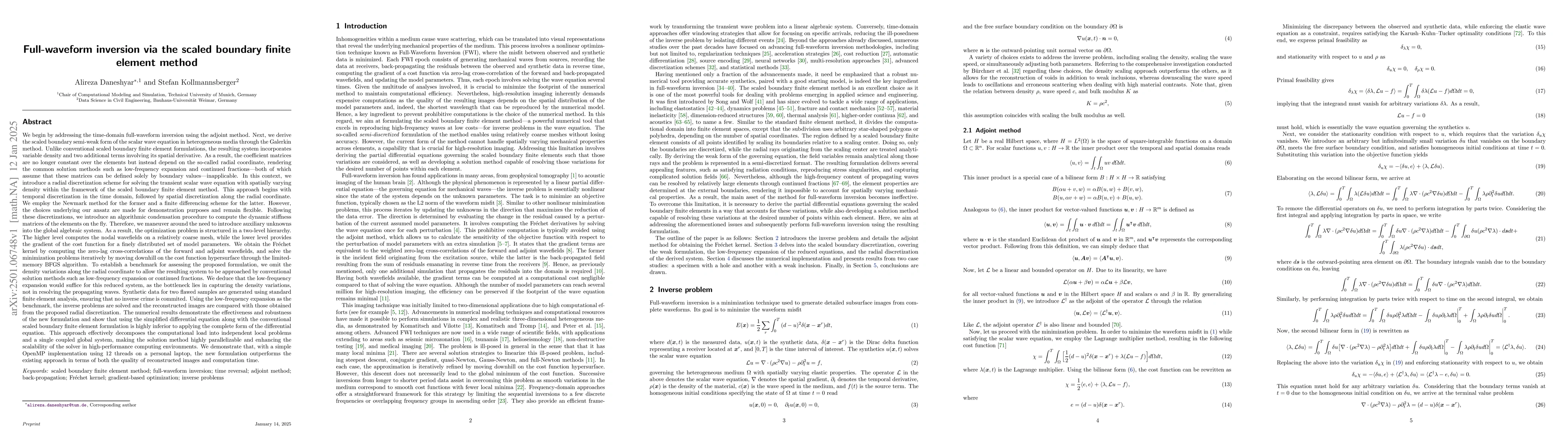 Thumbnail for Full-waveform inversion via the scaled boundary finite element method