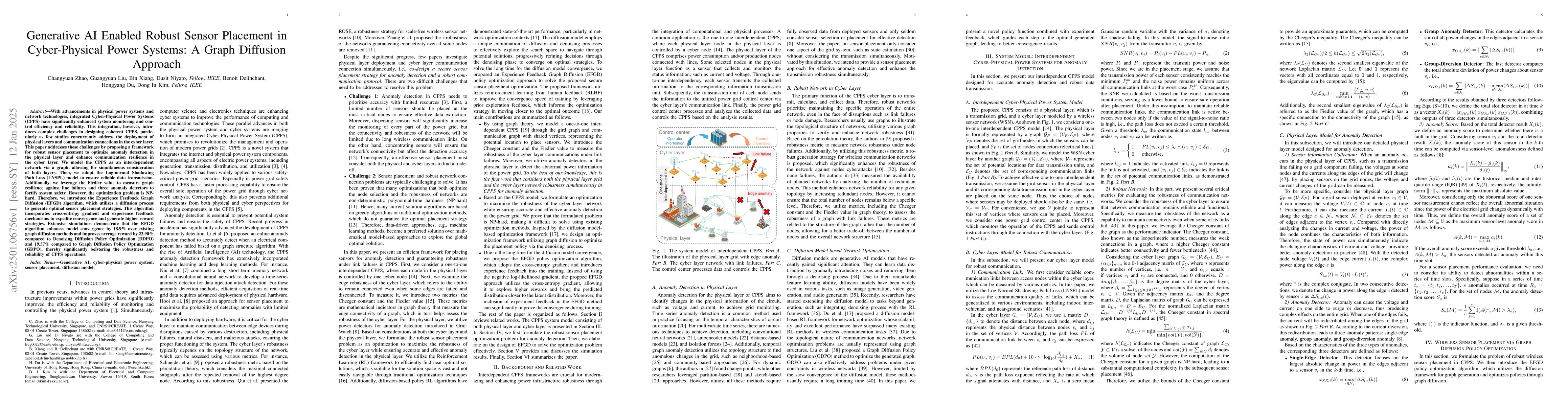 Thumbnail for Generative AI Enabled Robust Sensor Placement in Cyber-Physical Power
  Systems: A Graph Diffusion Approach