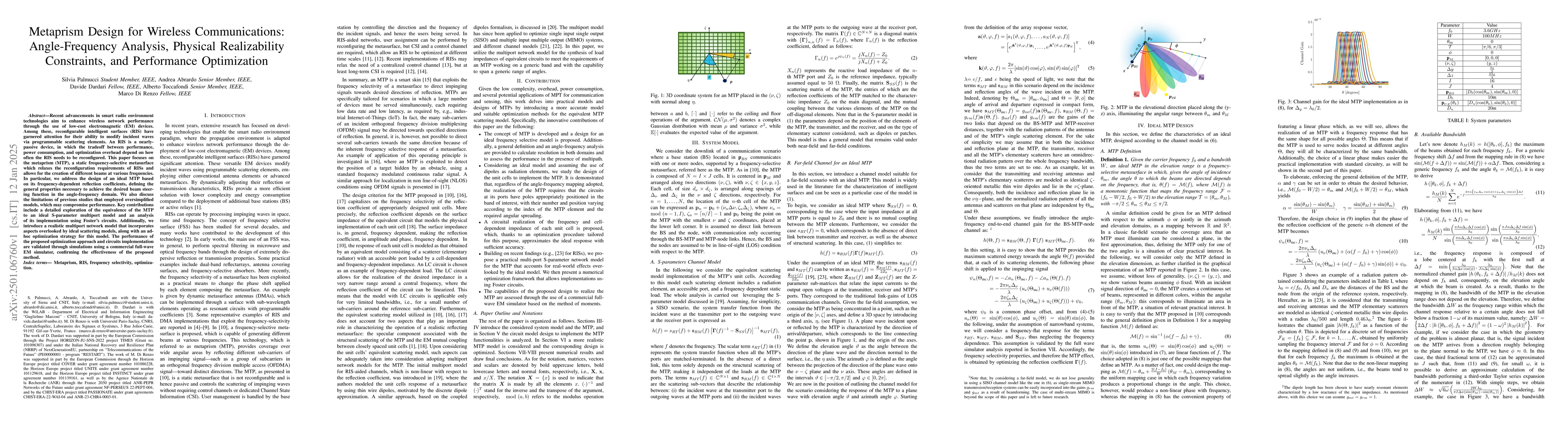 Thumbnail for Metaprism Design for Wireless Communications: Angle-Frequency Analysis,
  Physical Realizability Constraints, and Performance Optimization