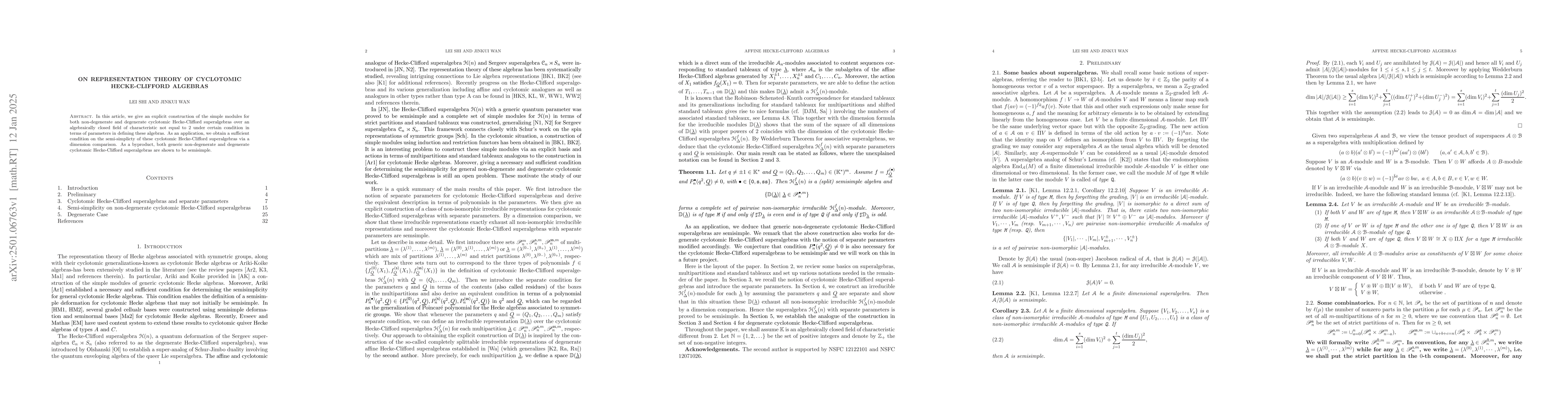 Thumbnail for On representation theory of cyclotomic Hecke-Clifford algebras