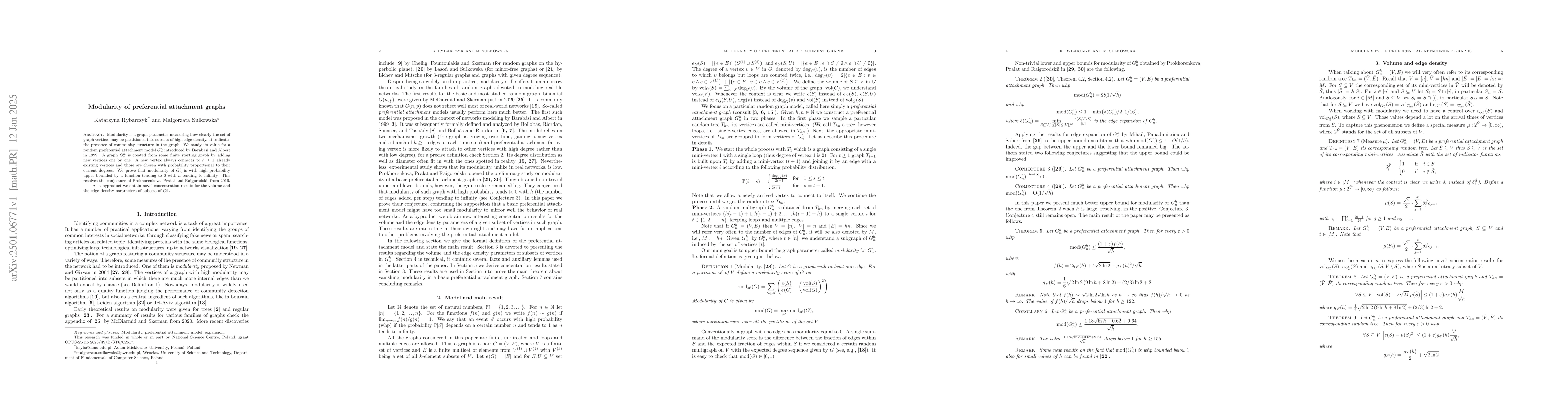Thumbnail for Modularity of preferential attachment graphs