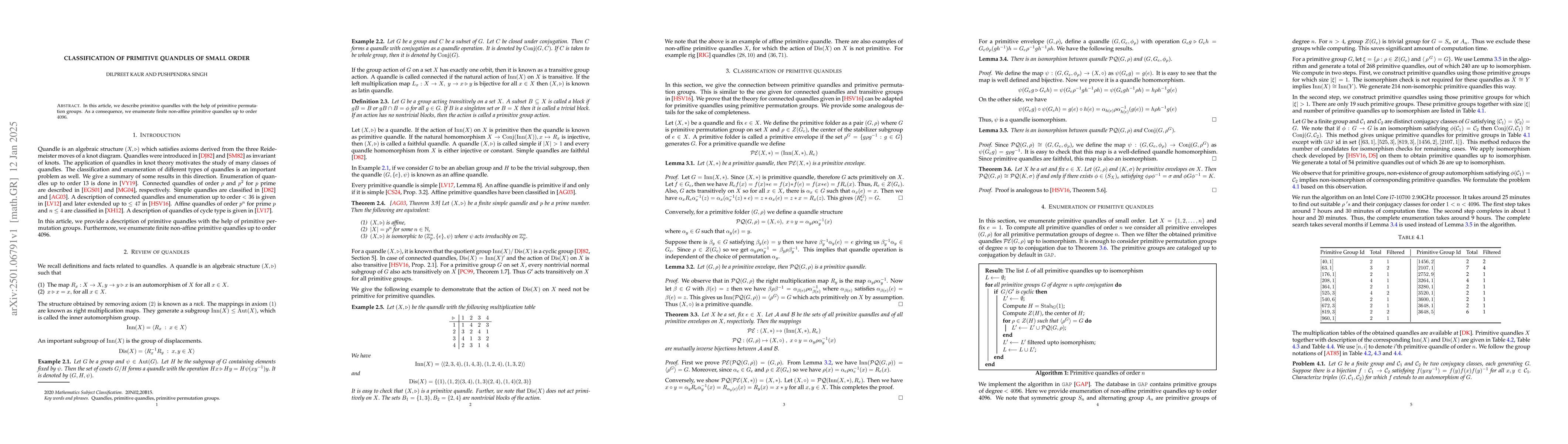 Thumbnail for Classification of primitive quandles of small order