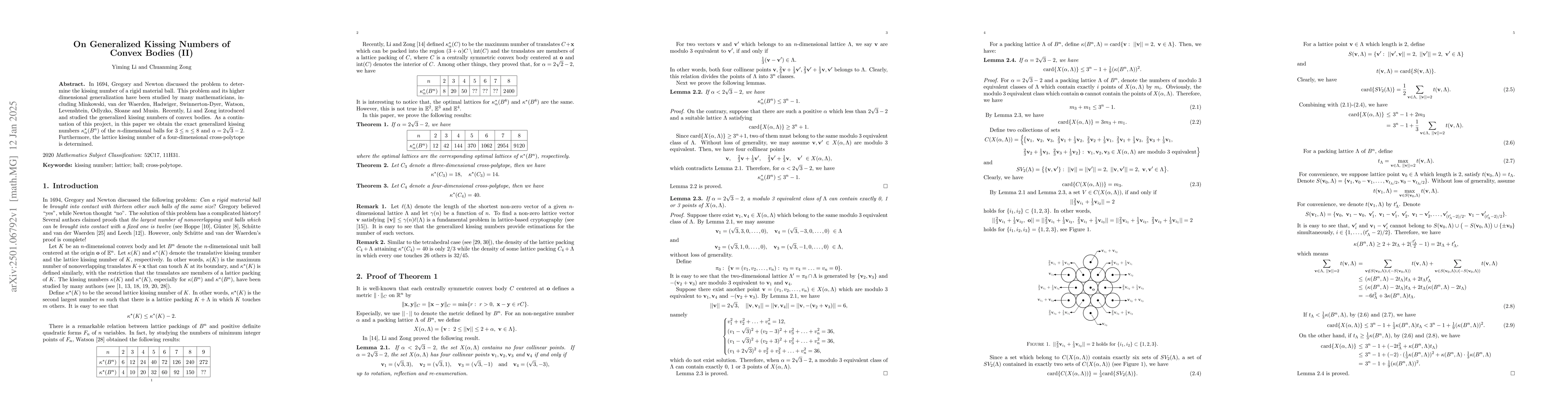 Thumbnail for On Generalized Kissing Numbers of Convex Bodies (II)