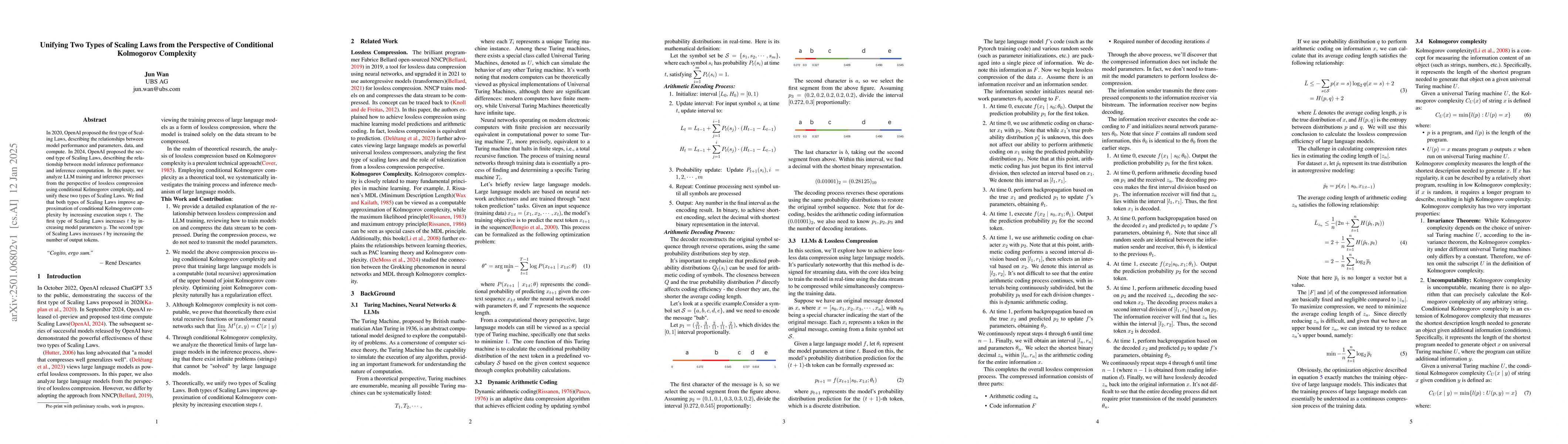 Thumbnail for Unifying Two Types of Scaling Laws from the Perspective of Conditional
  Kolmogorov Complexity
