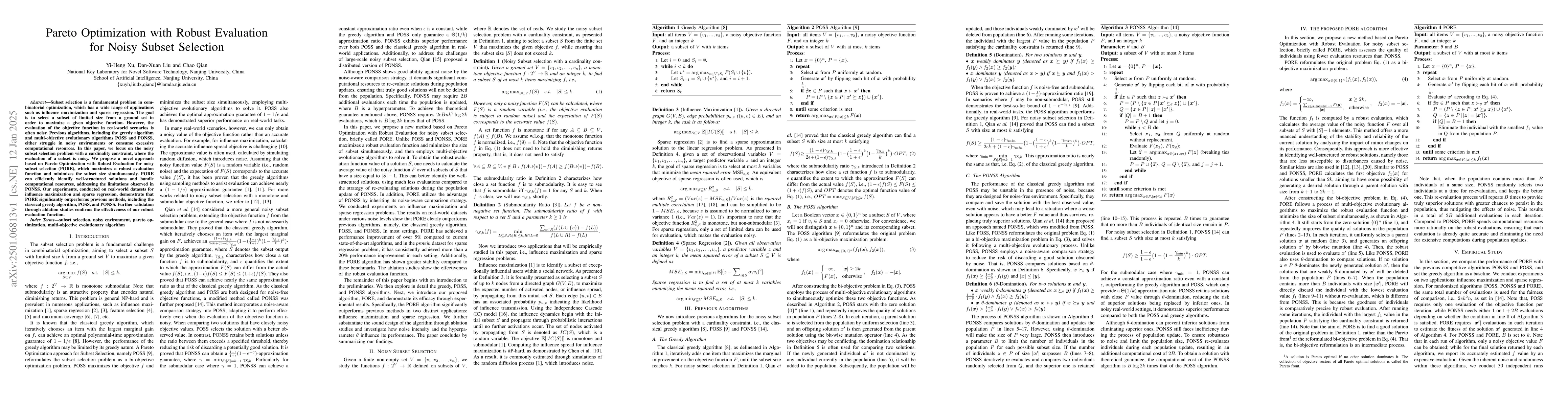 Thumbnail for Pareto Optimization with Robust Evaluation for Noisy Subset Selection