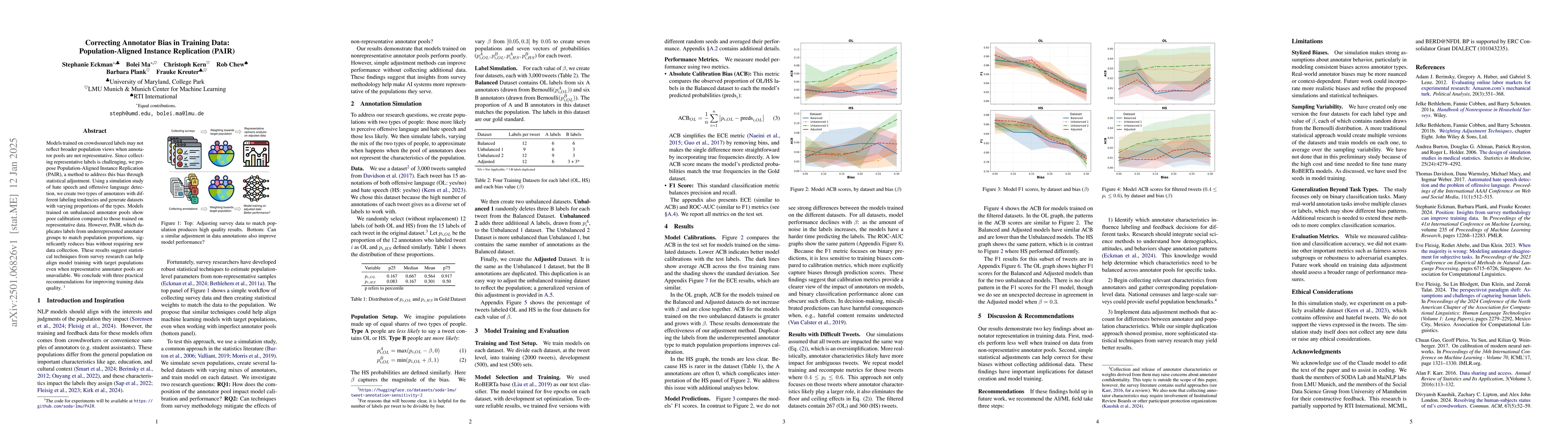Thumbnail for Correcting Annotator Bias in Training Data: Population-Aligned Instance
  Replication (PAIR)