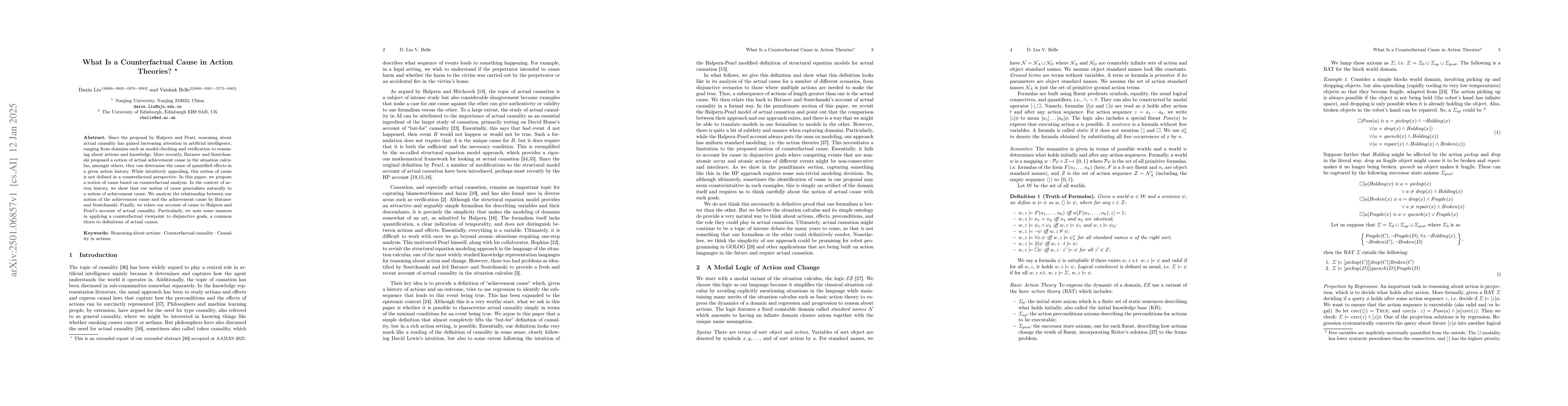 Thumbnail for What Is a Counterfactual Cause in Action Theories?