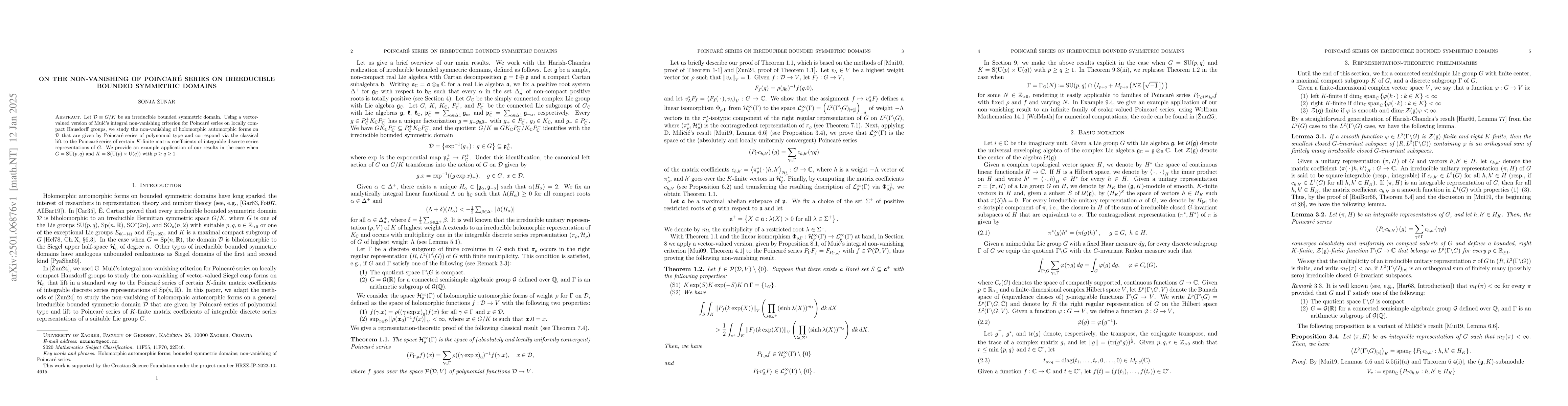 Thumbnail for On the non-vanishing of PoincarĂŠ series on irreducible bounded
  symmetric domains
