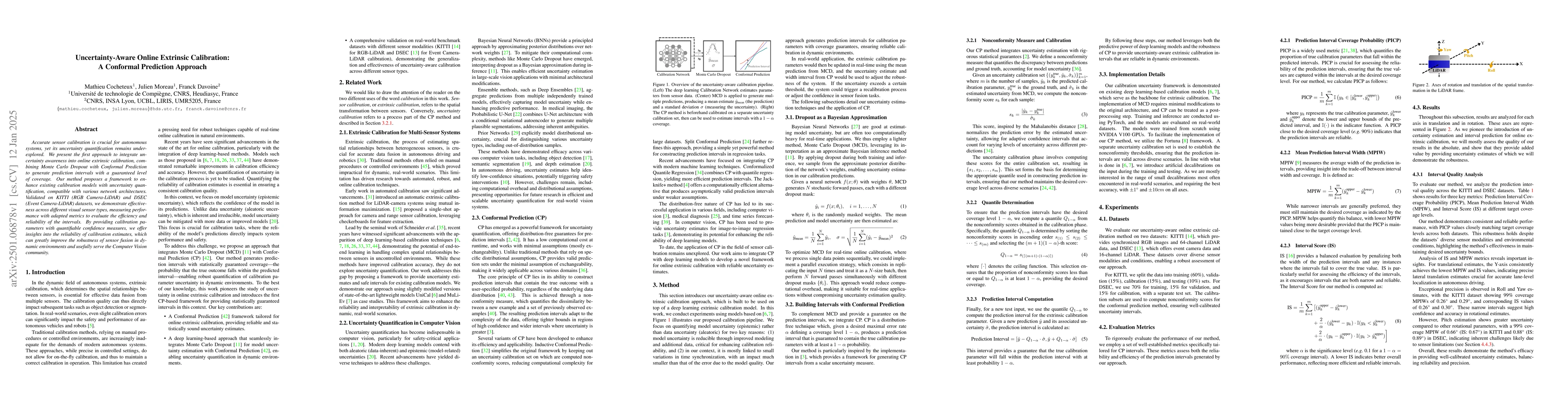 Thumbnail for Uncertainty-Aware Online Extrinsic Calibration: A Conformal Prediction
  Approach