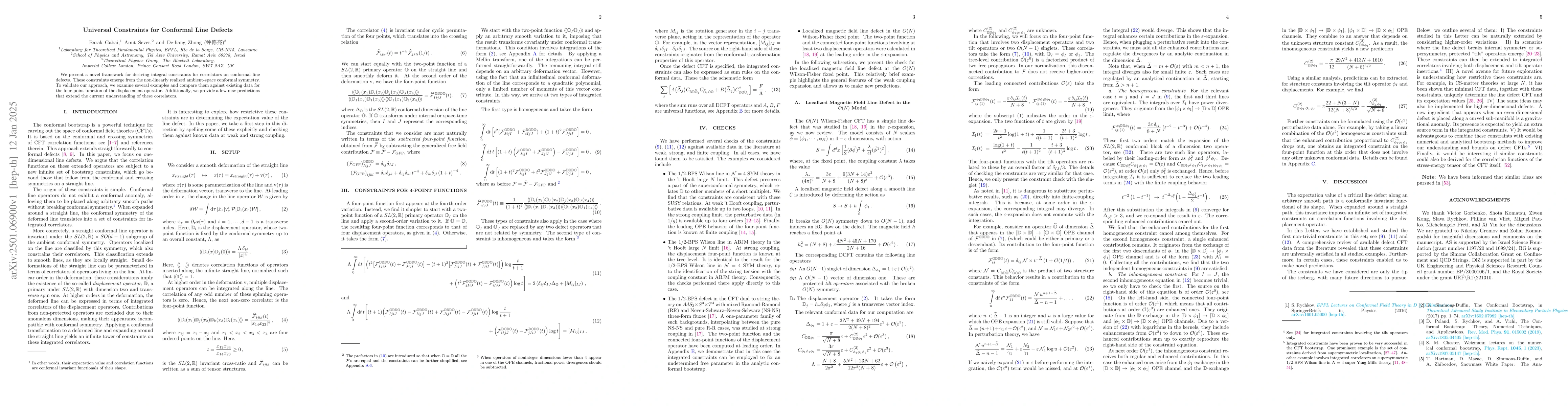 Thumbnail for Universal Constraints for Conformal Line Defects