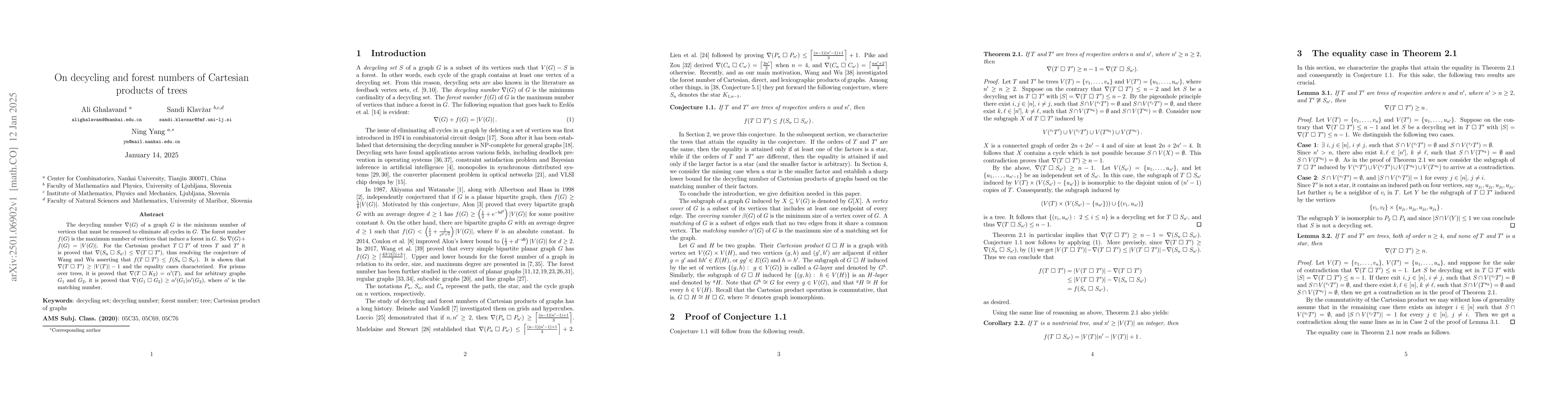 Thumbnail for On decycling and forest numbers of Cartesian products of trees