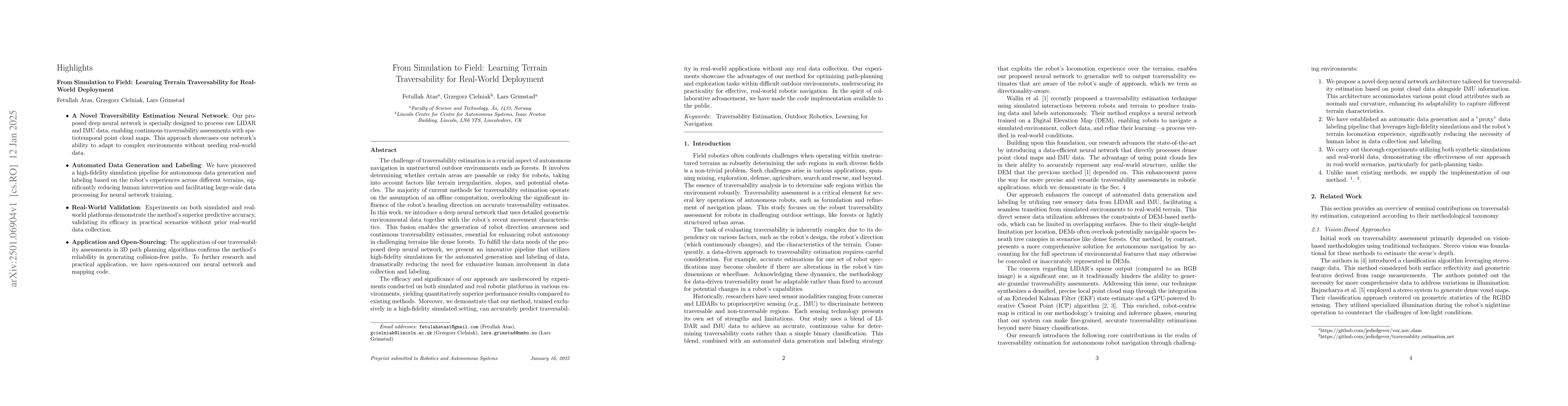 Thumbnail for From Simulation to Field: Learning Terrain Traversability for Real-World
  Deployment