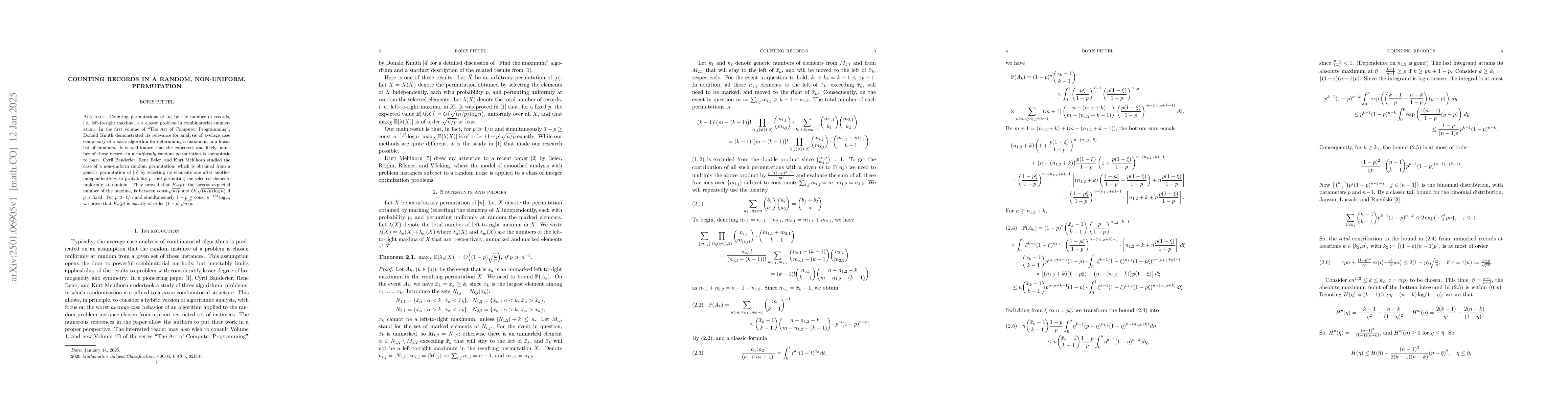 Thumbnail for Counting records in a random, non-uniform, permutation