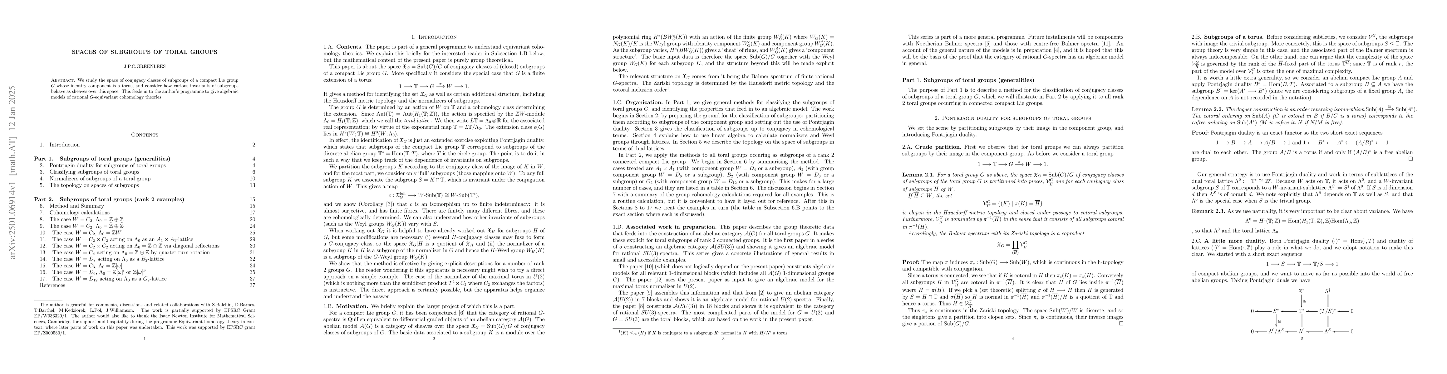 Thumbnail for Spaces of subgroups of toral groups