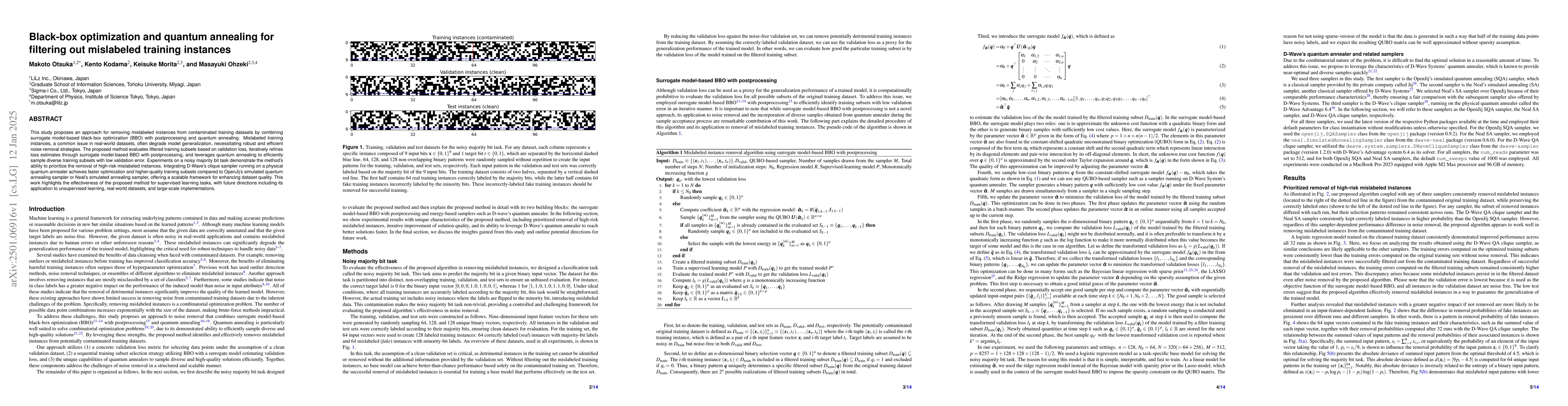 Thumbnail for Black-box optimization and quantum annealing for filtering out
  mislabeled training instances