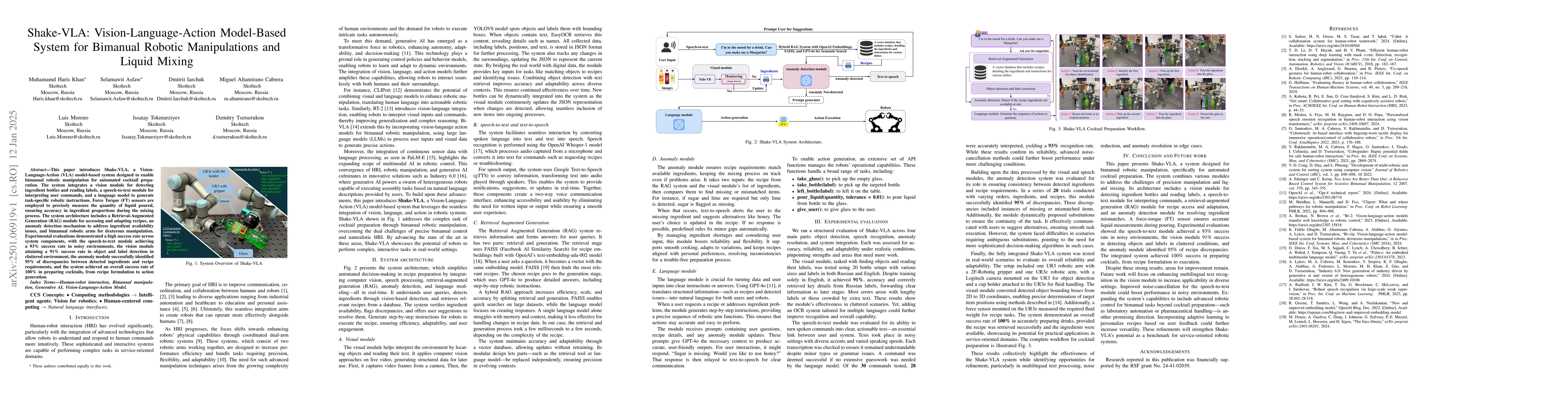 Thumbnail for Shake-VLA: Vision-Language-Action Model-Based System for Bimanual
  Robotic Manipulations and Liquid Mixing