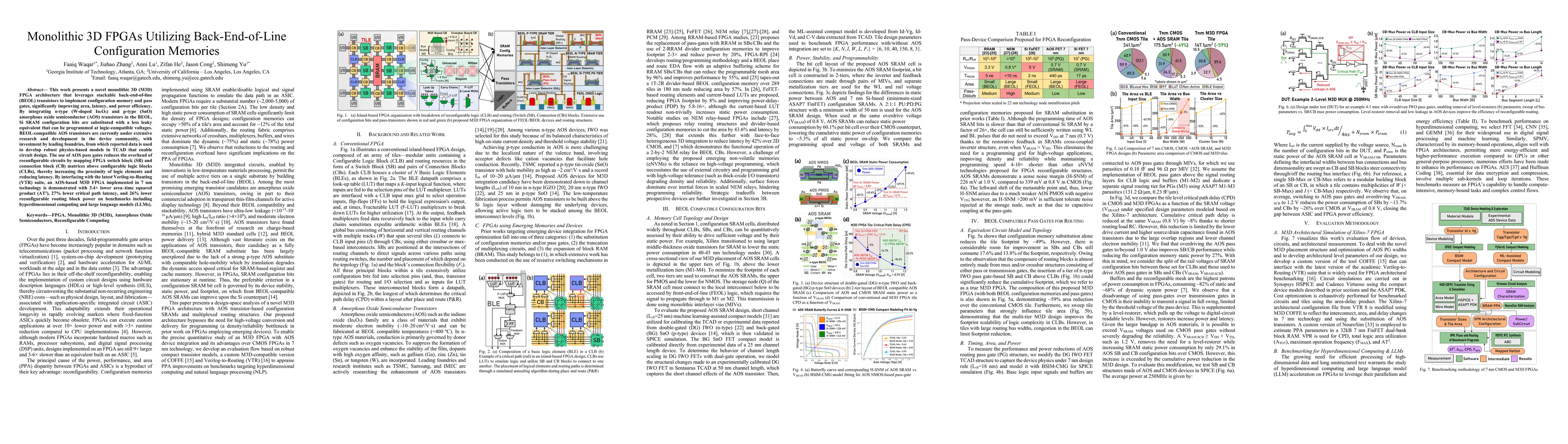 Thumbnail for Monolithic 3D FPGAs Utilizing Back-End-of-Line Configuration Memories