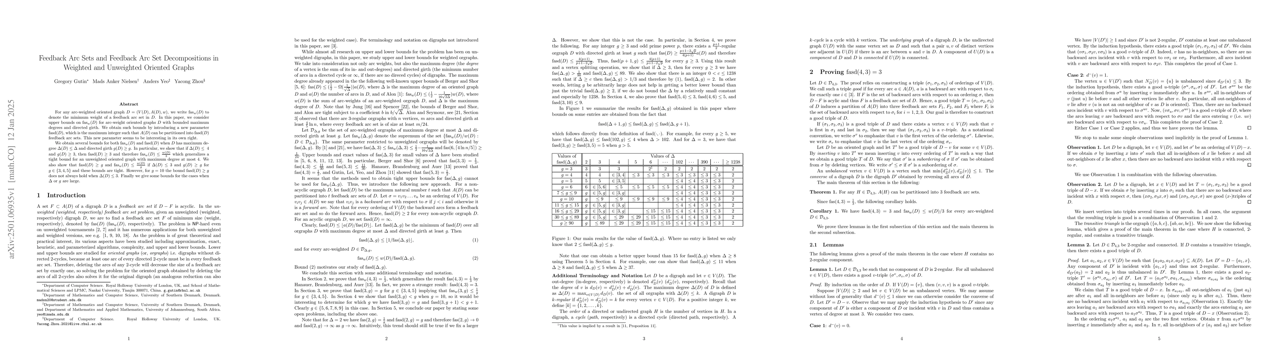 Thumbnail for Feedback Arc Sets and Feedback Arc Set Decompositions in Weighted and
  Unweighted Oriented Graphs
