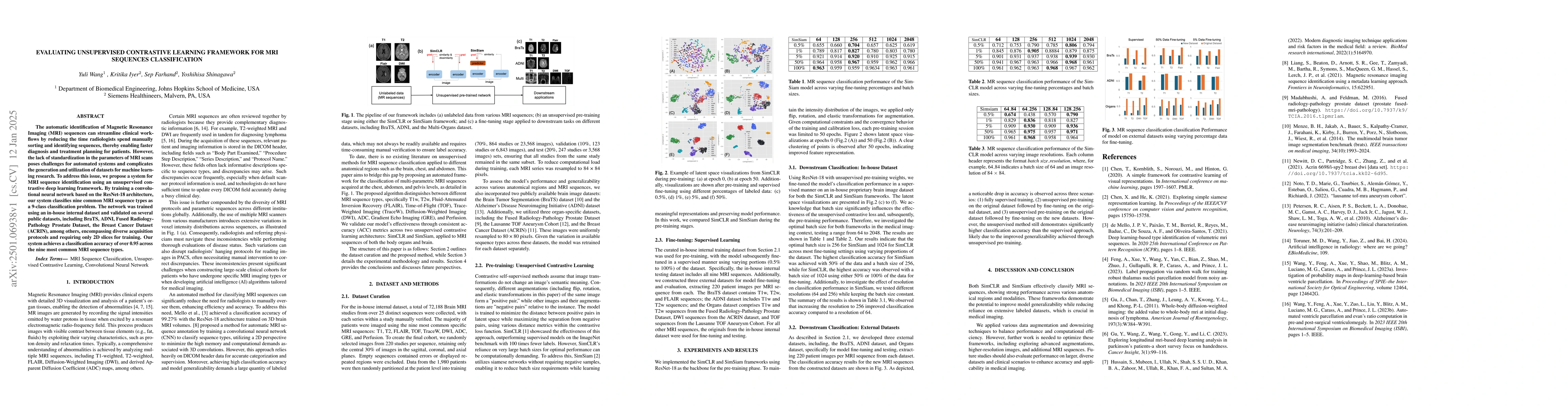 Thumbnail for Evaluating unsupervised contrastive learning framework for MRI sequences
  classification