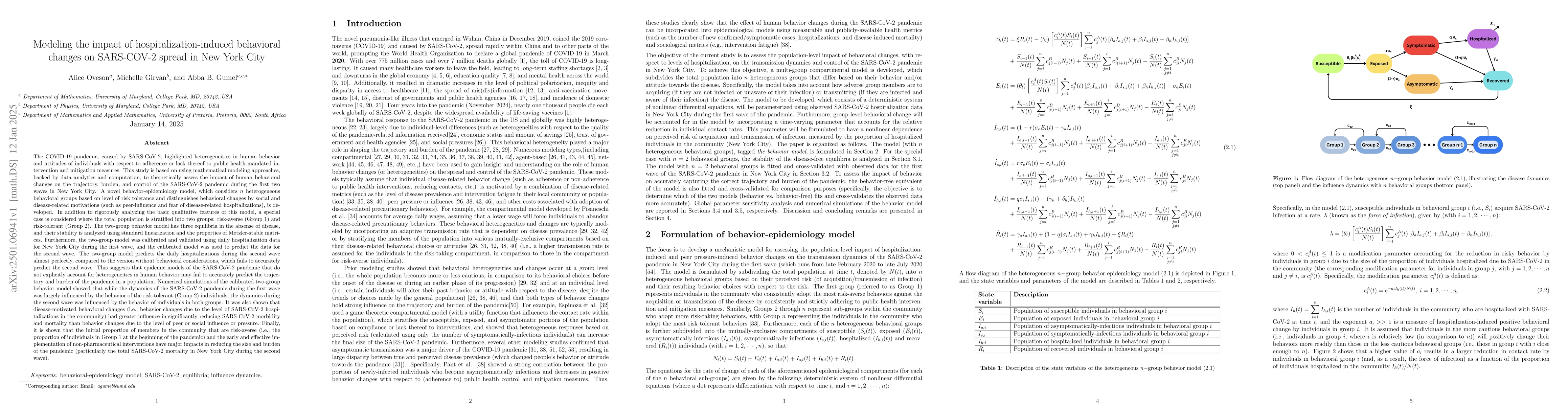 Thumbnail for Modeling the impact of hospitalization-induced behavioral changes on
  SARS-COV-2 spread in New York City