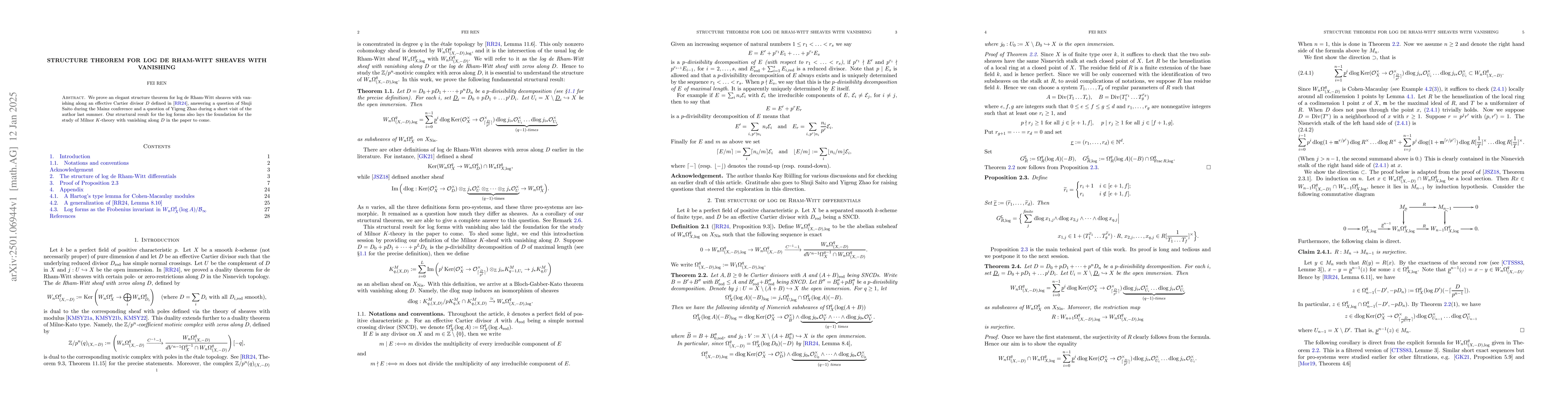 Thumbnail for Structure theorem for log de Rham-Witt sheaves with vanishing