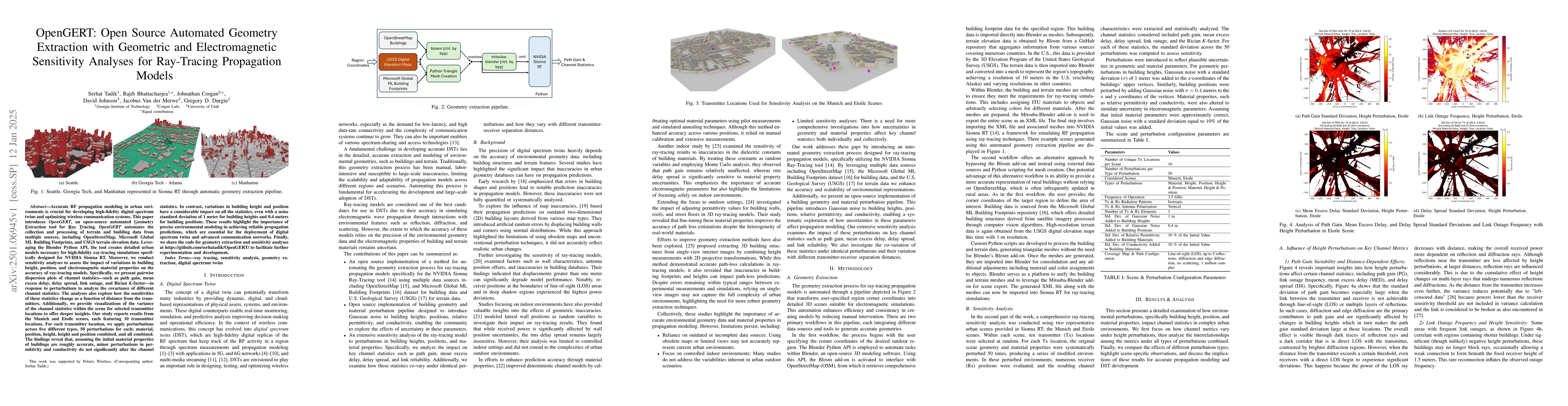 Thumbnail for OpenGERT: Open Source Automated Geometry Extraction with Geometric and
  Electromagnetic Sensitivity Analyses for Ray-Tracing Propagation Models