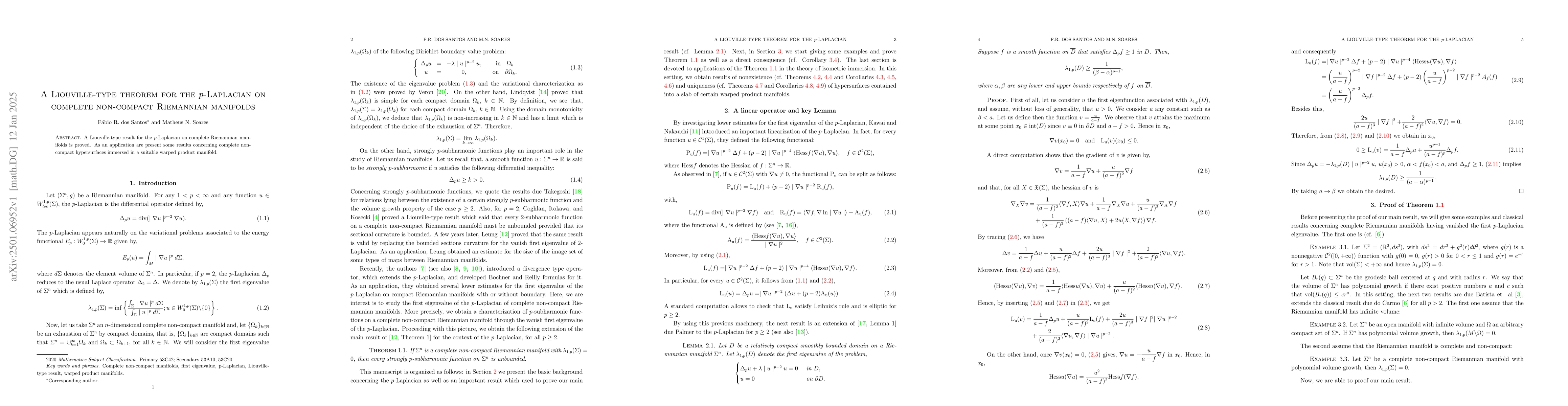 Thumbnail for A Liouville-type theorem for the p-Laplacian on complete non-compact
  Riemannian manifolds
