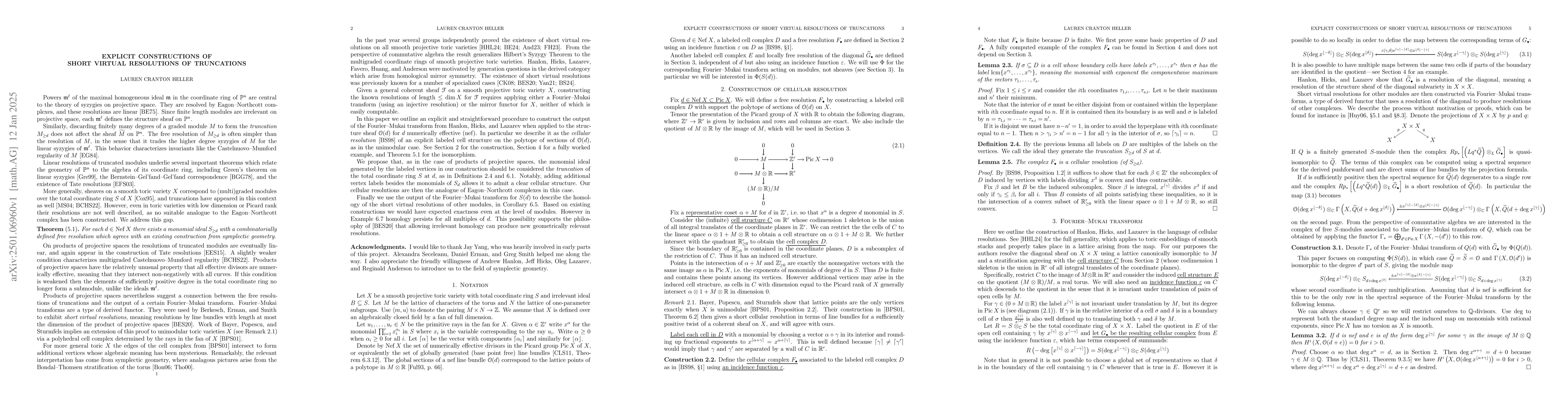 Thumbnail for Explicit constructions of short virtual resolutions of truncations