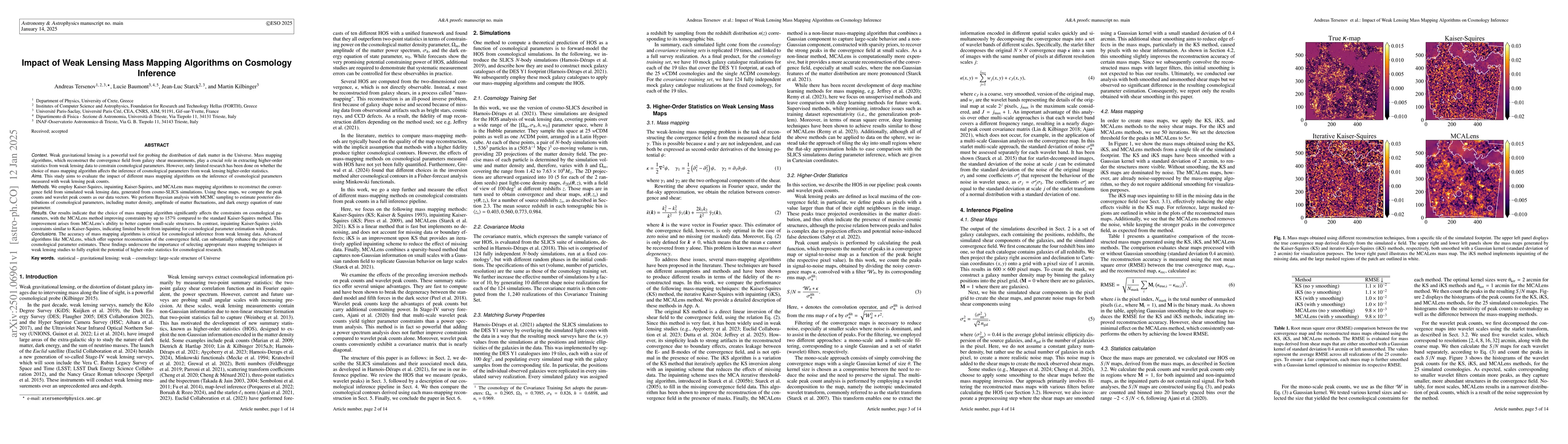 Thumbnail for Impact of Weak Lensing Mass Mapping Algorithms on Cosmology Inference