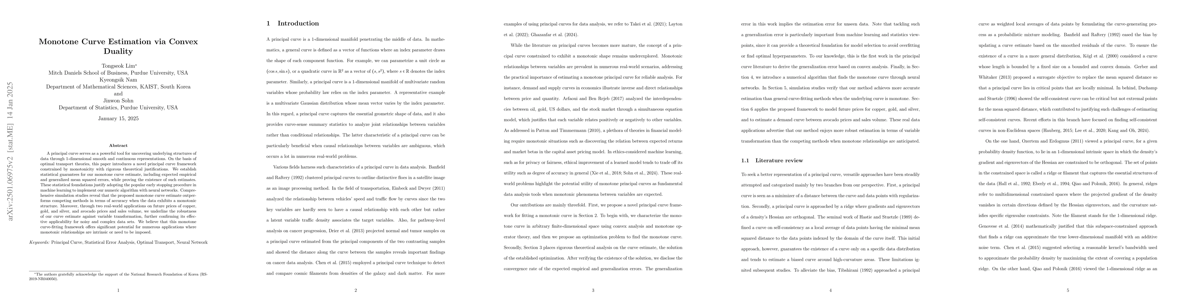Thumbnail for Monotone Curve Estimation via Convex Duality