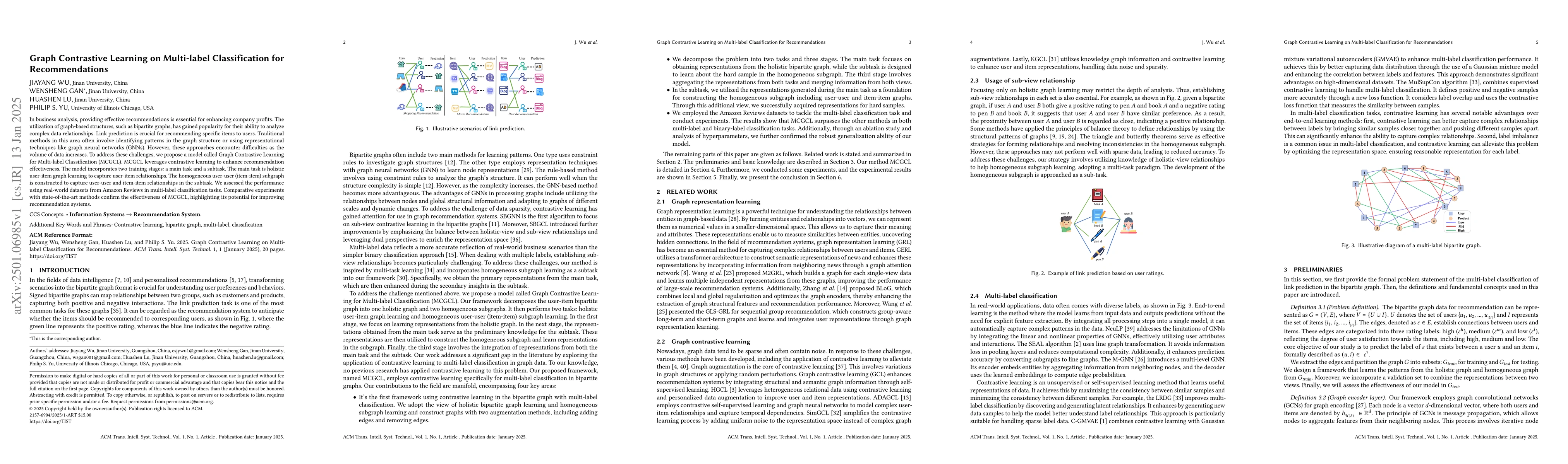 Thumbnail for Graph Contrastive Learning on Multi-label Classification for
  Recommendations